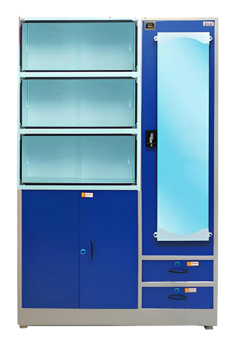 Raja Steel Showcase 3 Sliding Doors with Two Drawers