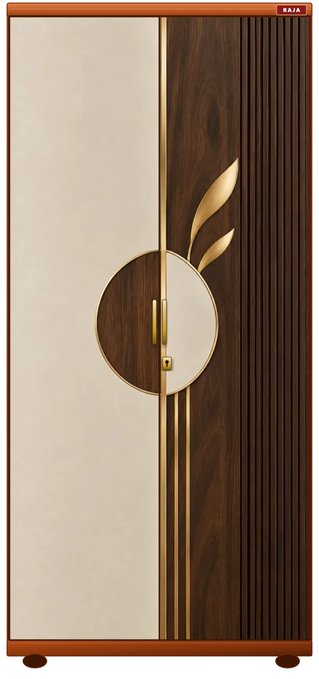 The Golden Sprout & Walnut - Ascending Laurel & Dual Half-Moon Core Raja Steel Almirah
