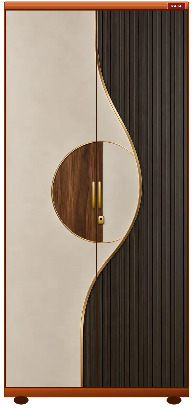 The S-Curve Fluted Medallion - Harmonic Dual Wave & Split Circle Core Raja Steel Almirah