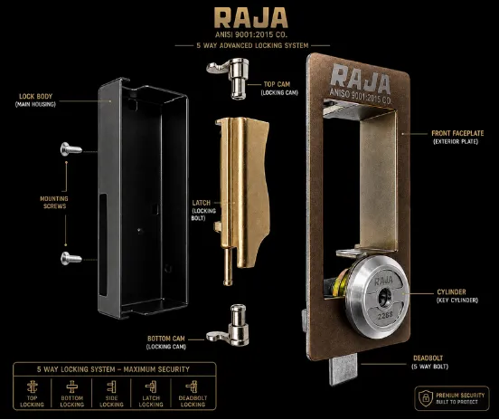 Raja 5-Way Advanced Locking System Exploded Architectural Blueprint