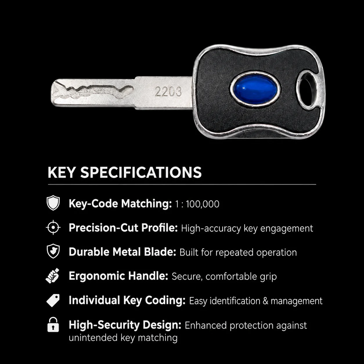 Computerized Dimple Wave Key with 1 in 100,000 Key-Code Variance and Specifications